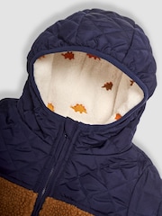 JoJo Maman Bébé Brown Dinosaur Reversible Jacket - Image 6 of 7