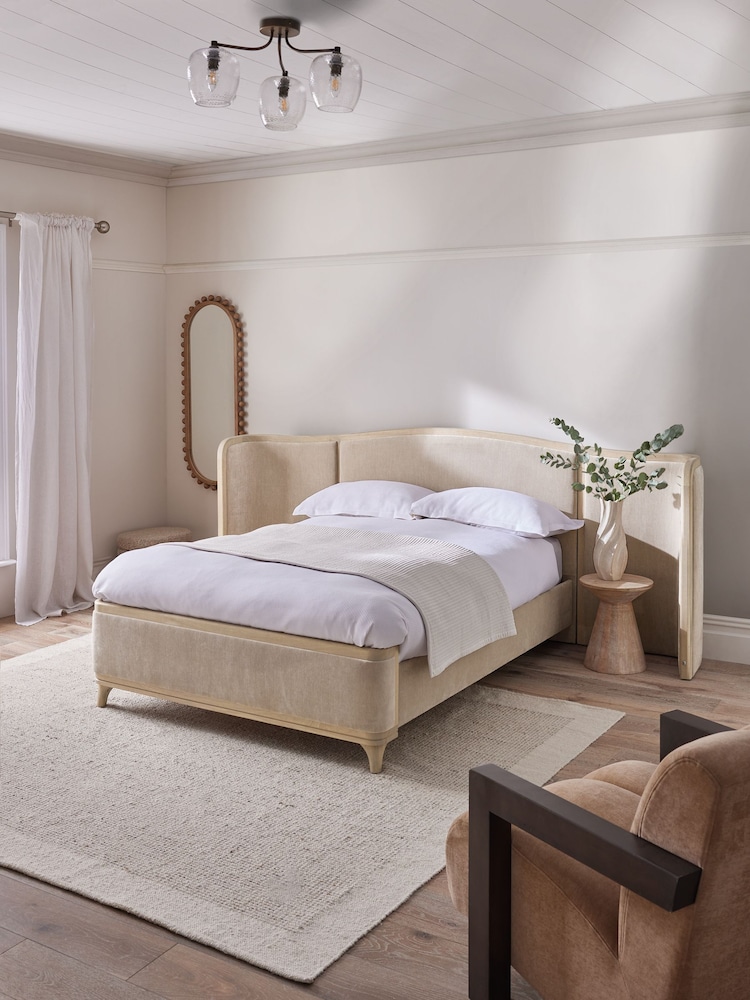 Relaxed Chenille Light Natural Josie Hotel Bed Frame - Image 1 of 8