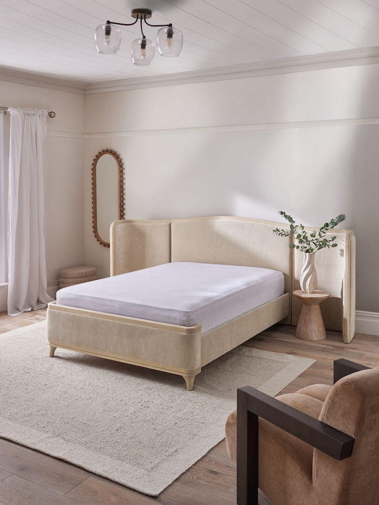 Relaxed Chenille Light Natural Josie Hotel Bed Frame - Image 2 of 8