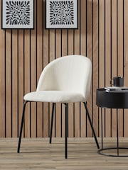 Pacific White Turi Boucle Dining Chair with Black Legs - Image 1 of 6