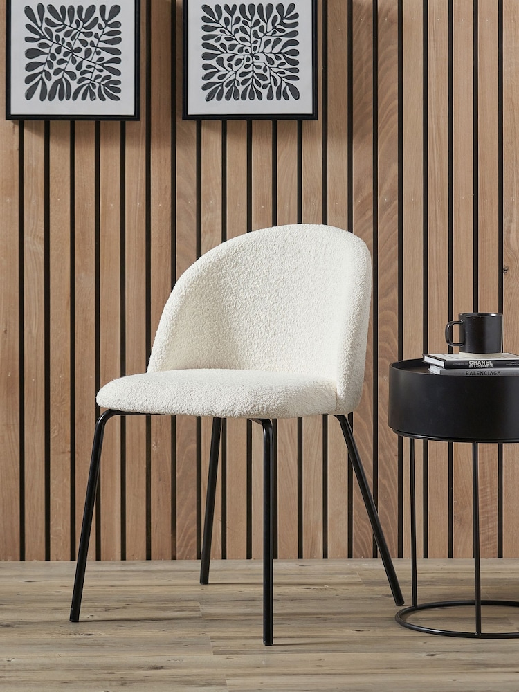 Pacific White Turi Boucle Dining Chair with Black Legs - Image 1 of 6