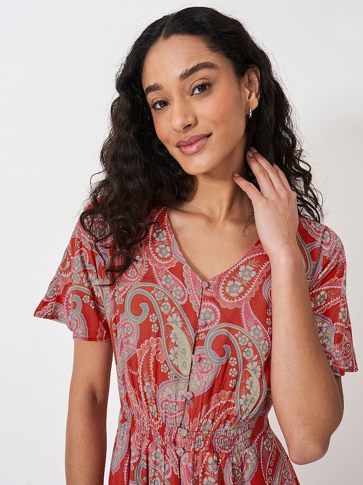 Crew Clothing Brown Flutter Sleeve Dress - Image 4 of 4 Crew Clothing Brown Flutter Sleeve Dress - Image 4 of 4