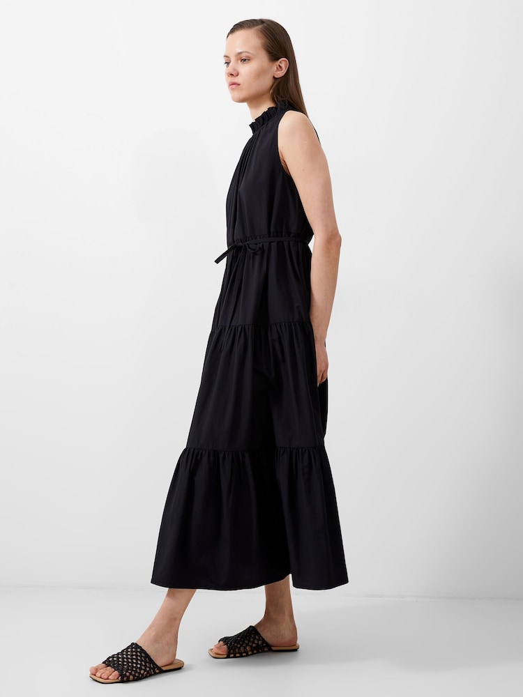 French Connection Black Poplin Era Midi Dress - Image 2 of 4