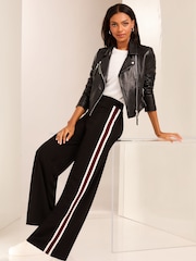 Lipsy Black Side Stripe High Waist Wide Leg Tailored Trousers - Image 2 of 4