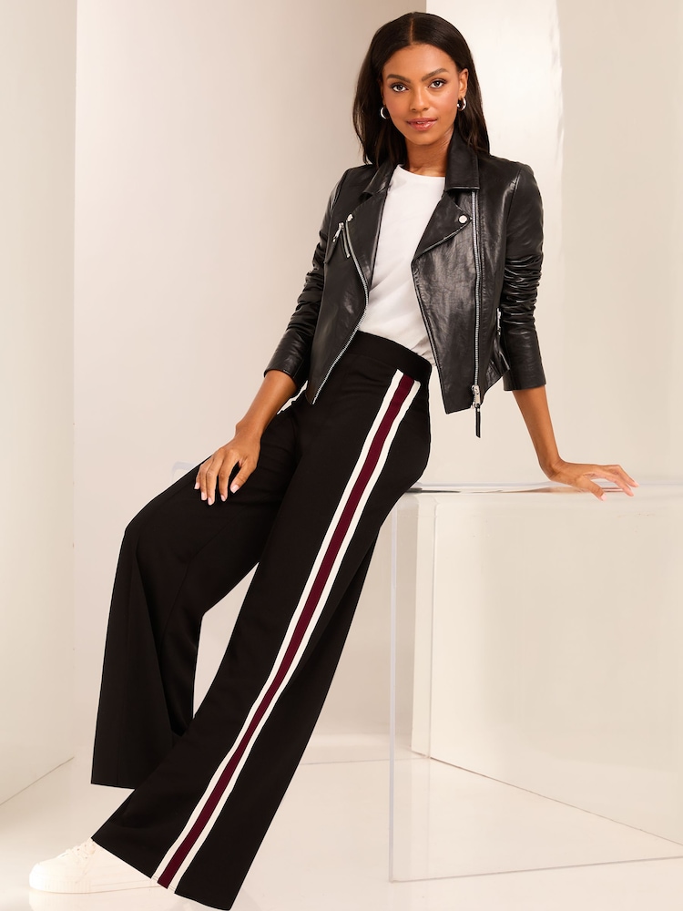 Lipsy Black Side Stripe High Waist Wide Leg Tailored Trousers - Image 2 of 4
