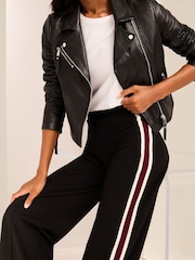 Lipsy Black Side Stripe High Waist Wide Leg Tailored Trousers - Image 3 of 4