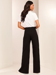 Lipsy Black Side Stripe High Waist Wide Leg Tailored Trousers - Image 4 of 4