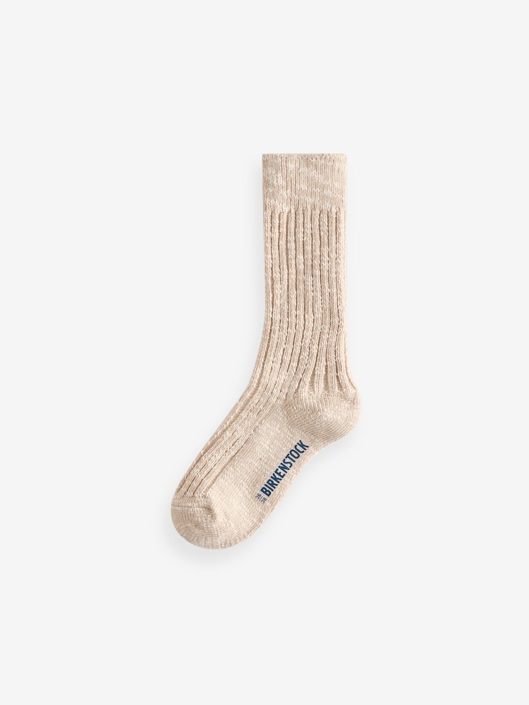 Birkenstock Beige 100% Cotton Slub Socks - Image 4 of 4