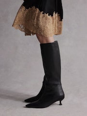 Black Tabitha Simmons Isabella Kitten Heel Knee High Boots - Image 1 of 10