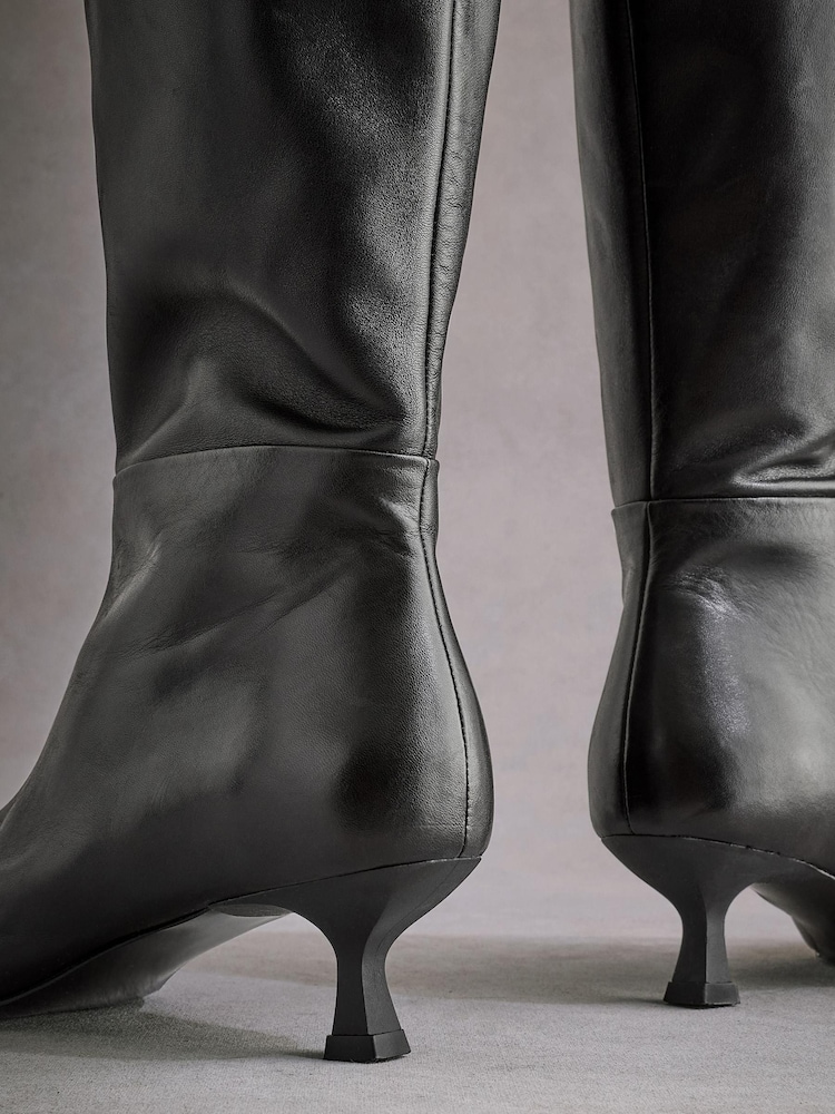 Black Tabitha Simmons Isabella Kitten Heel Knee High Boots - Image 10 of 10