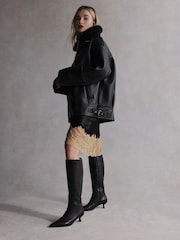 Black Tabitha Simmons Isabella Kitten Heel Knee High Boots - Image 2 of 10