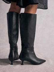 Black Tabitha Simmons Isabella Kitten Heel Knee High Boots - Image 3 of 10