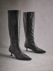 Black Tabitha Simmons Isabella Kitten Heel Knee High Boots - Image 6 of 10