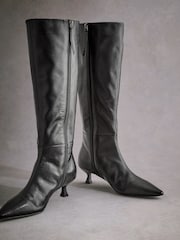 Black Tabitha Simmons Isabella Kitten Heel Knee High Boots - Image 8 of 10