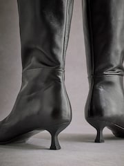 Black Tabitha Simmons Isabella Kitten Heel Knee High Boots - Image 9 of 10