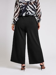 Yours Curve Black YOURS LONDON Curve Black Pocket Front Wide Leg Trousers - Image 3 of 5