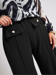 Yours Curve Black YOURS LONDON Curve Black Pocket Front Wide Leg Trousers - Image 4 of 5