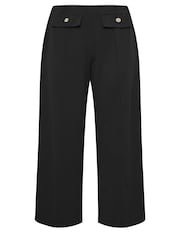 Yours Curve Black YOURS LONDON Curve Black Pocket Front Wide Leg Trousers - Image 5 of 5