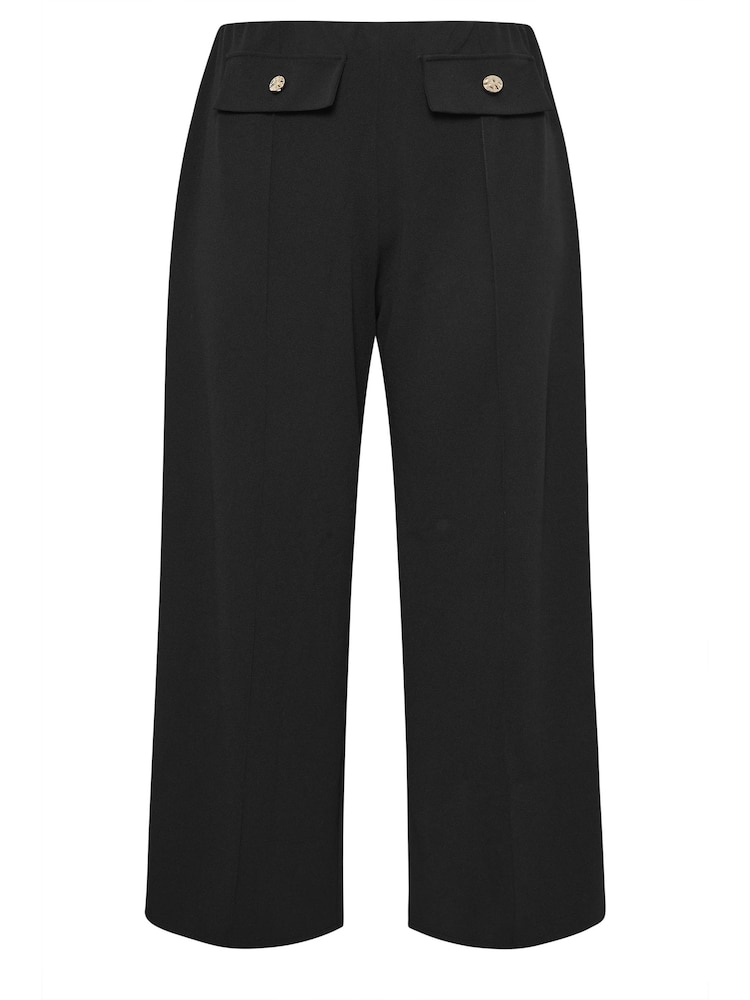 Yours Curve Black YOURS LONDON Curve Black Pocket Front Wide Leg Trousers - Image 5 of 5