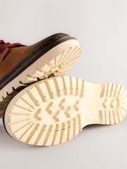 Tan Brown Leather Hiker Style Boots - Image 5 of 6