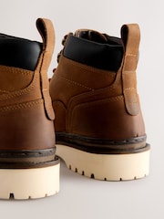 Tan Brown Leather Hiker Style Boots - Image 6 of 6