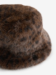 Leopard Print Faux Fur Bucket Hat - Image 5 of 5