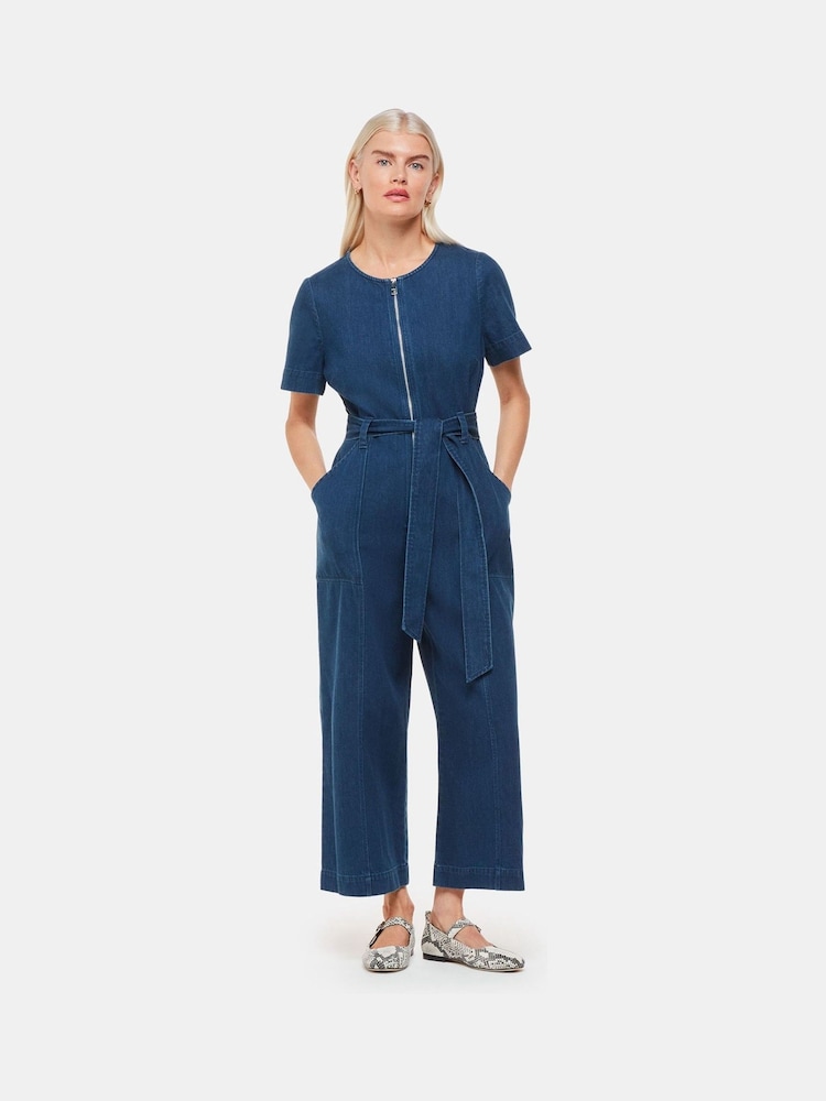 Mono largo de manga corta de denim 100% algodón de Whistles - Imagen 1 de 5