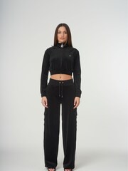 Juicy Couture Black Classic Velour Tasha Track Top Jacket - Image 1 of 3