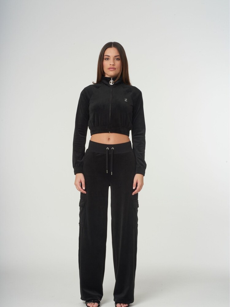 Juicy Couture Black Classic Velour Tasha Track Top Jacket - Image 1 of 3