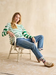 Joules Ellie Green/White Long Sleeve Jersey Top - Image 5 of 8