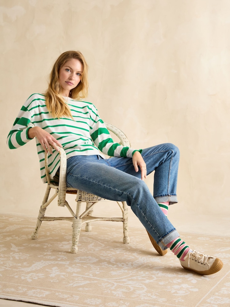 Groen/wit - Joules - Ellie - Jersey top met lange mouwen - Image 5 of 8