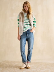 Joules Ellie Green/White Long Sleeve Jersey Top - Image 7 of 8