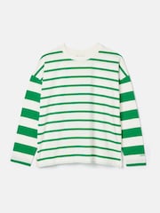 Joules Ellie Green/White Long Sleeve Jersey Top - Image 8 of 8