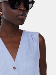 Whistles Blue Laura 100% Linen Tank Top - Image 4 of 5