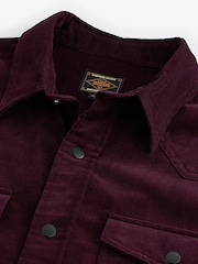 Burgundy Red Cord Twin Pocket Western Long Sleeve 100% Cotton Shirt - Image 8 of 8