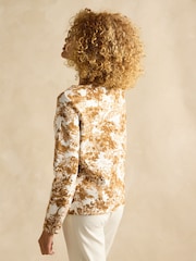 Joules Harbour Tan & Cream Toile de Jouy Boat Neck Printed Top - Image 2 of 7