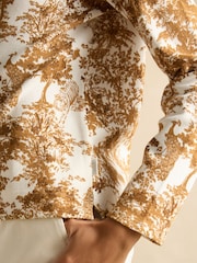 Joules Harbour Tan & Cream Toile de Jouy Boat Neck Printed Top - Image 5 of 7