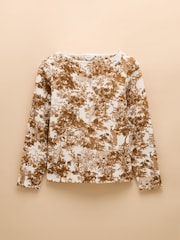 Joules Harbour Tan & Cream Toile de Jouy Boat Neck Printed Top - Image 7 of 7