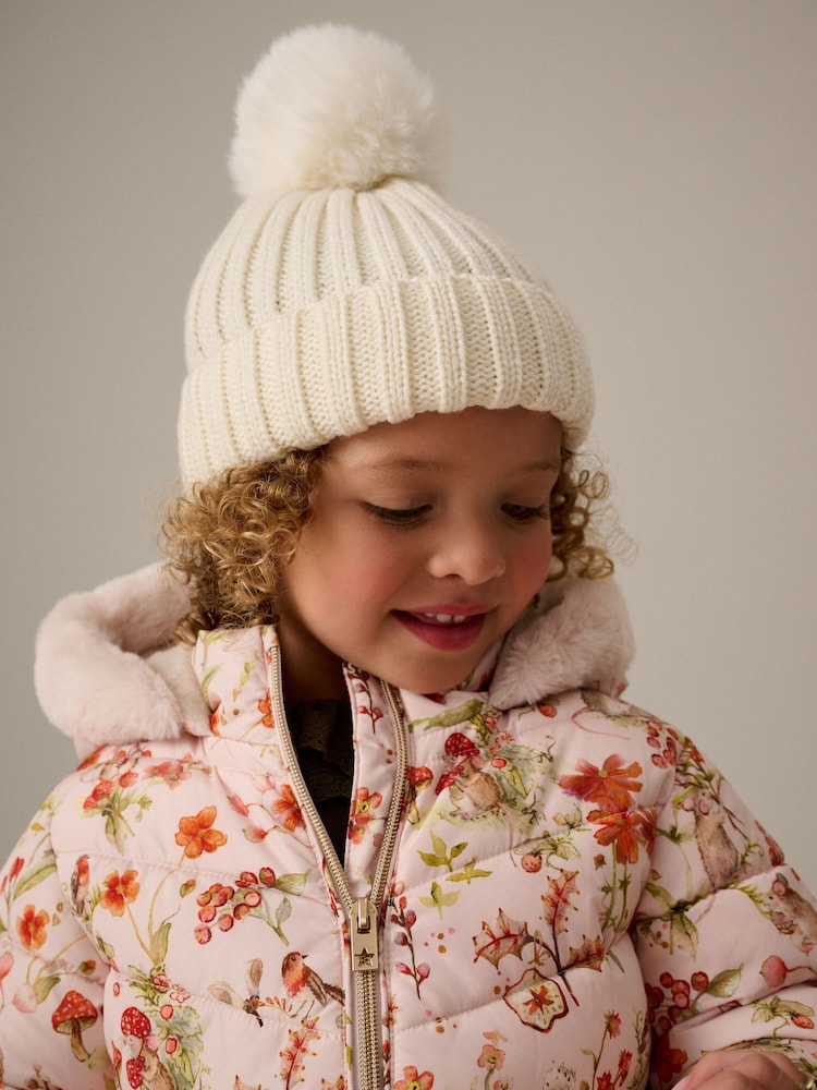 Crème - Rib Pom Beanie Hat (3mths-16yrs) - Image 1 of 4
