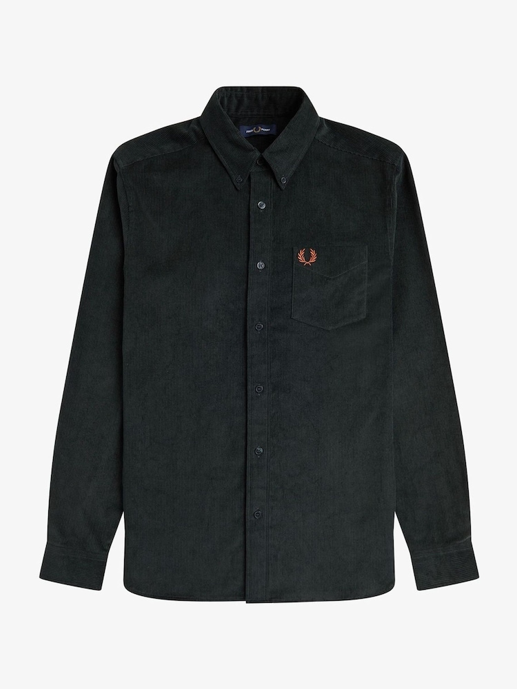 NIGHT Grøn - Fred Perry Corduroy Button Down Skjorter - Image 5 of 6