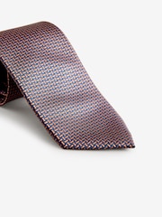 Navy Blue/Bronze Brown Geometric Pattern Tie - Image 1 of 3