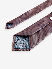 Navy Blue/Bronze Brown Geometric Pattern Tie - Image 2 of 3