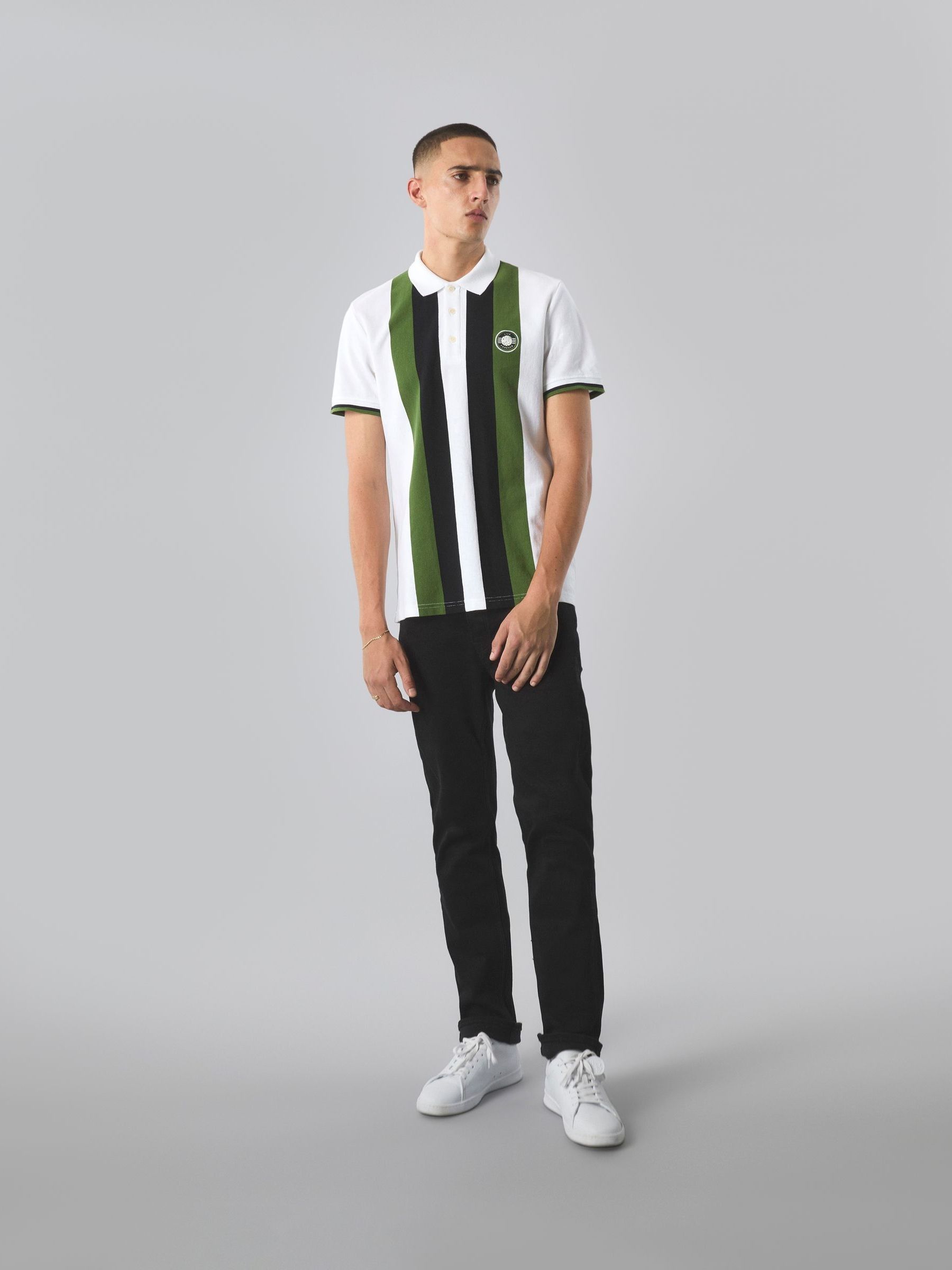 Buy Pretty Green Stripe Knitted 100 Cotton Polo Shirt from Next Luxembourg