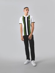 أبيض - Pretty Green Stripe Knitted 100% Cotton Polo Shirt - صورة 1 من 3