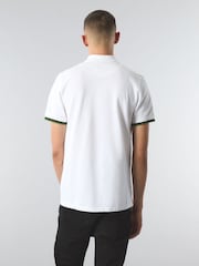 أبيض - Pretty Green Stripe Knitted 100% Cotton Polo Shirt - صورة 2 من 3