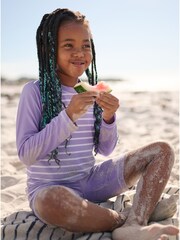 Polarn O. Pyret Purple Striped Sunsafe UV Rash Vest - Image 2 of 5