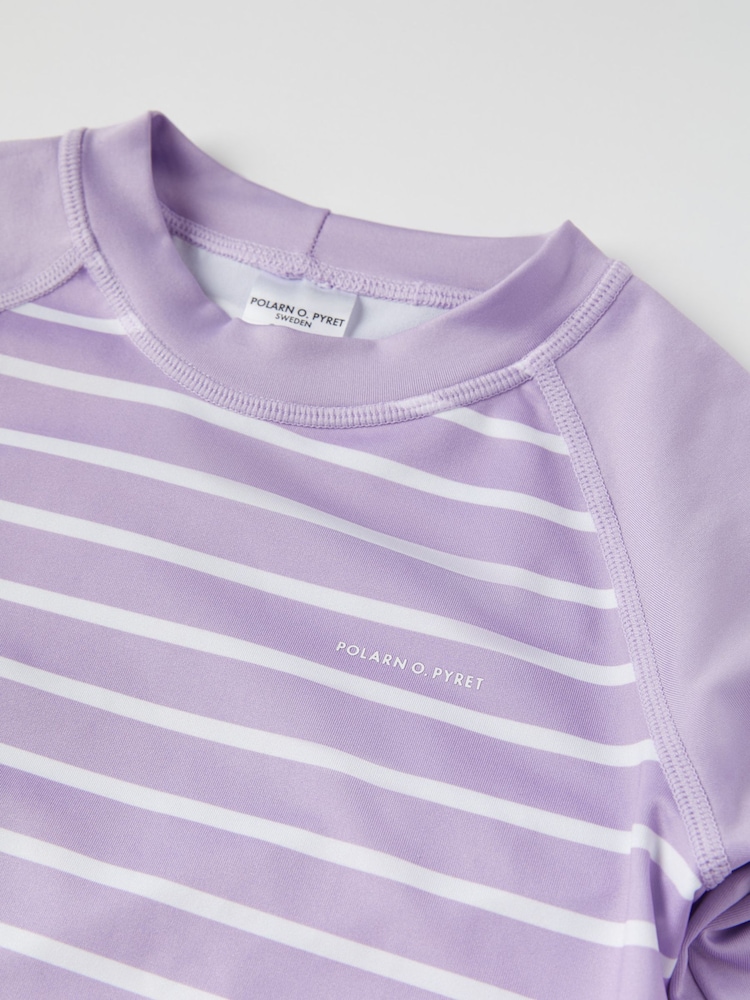 Polarn O. Pyret Purple Striped Sunsafe UV Rash Vest - Image 5 of 5