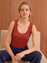 Love & Roses Rust Orange Jersey Scoop Neck Vest Top - Image 1 of 4
