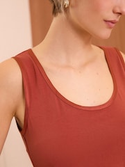 Love & Roses Rust Orange Jersey Scoop Neck Vest Top - Image 2 of 4