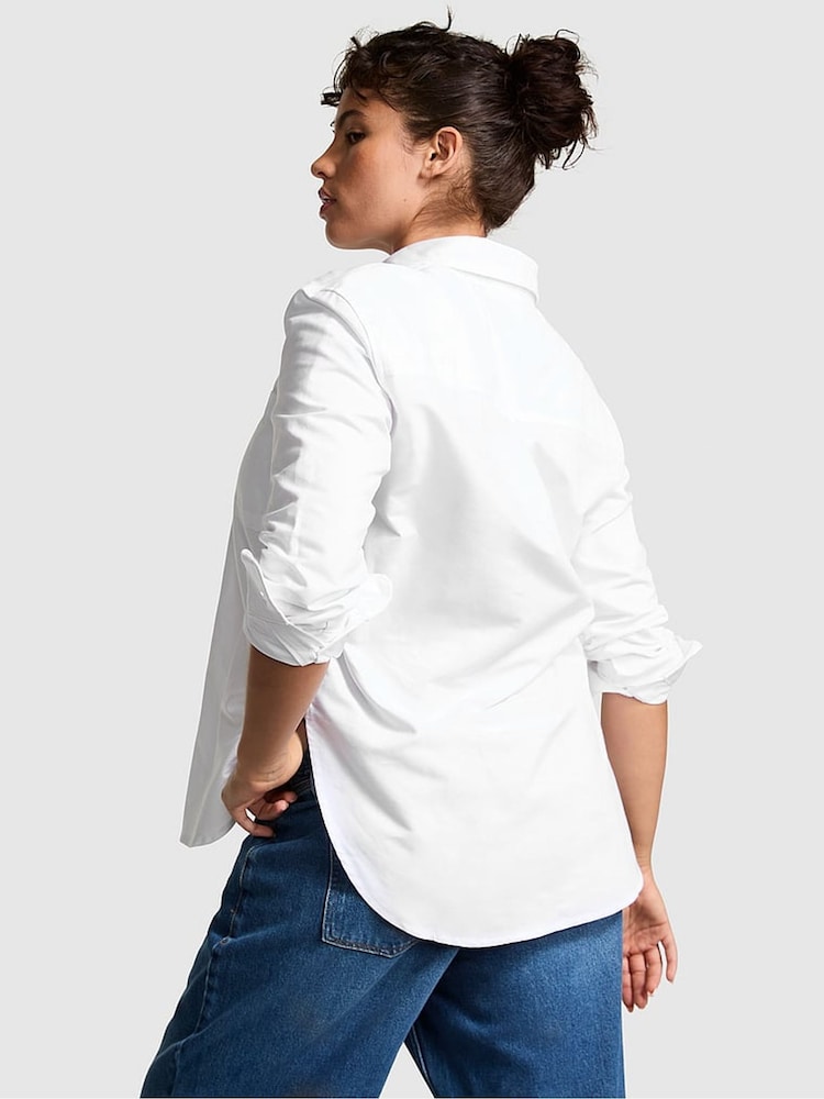 Victoria's Secret PINK Optic White Button Up Oxford Shirt - Image 2 of 3